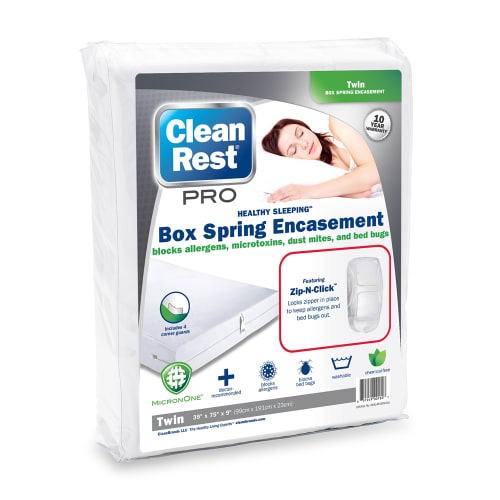 CleanRest PRO Box Spring Encasement, 100% Polyester, Twin, 39x75, Depth up to 9", White